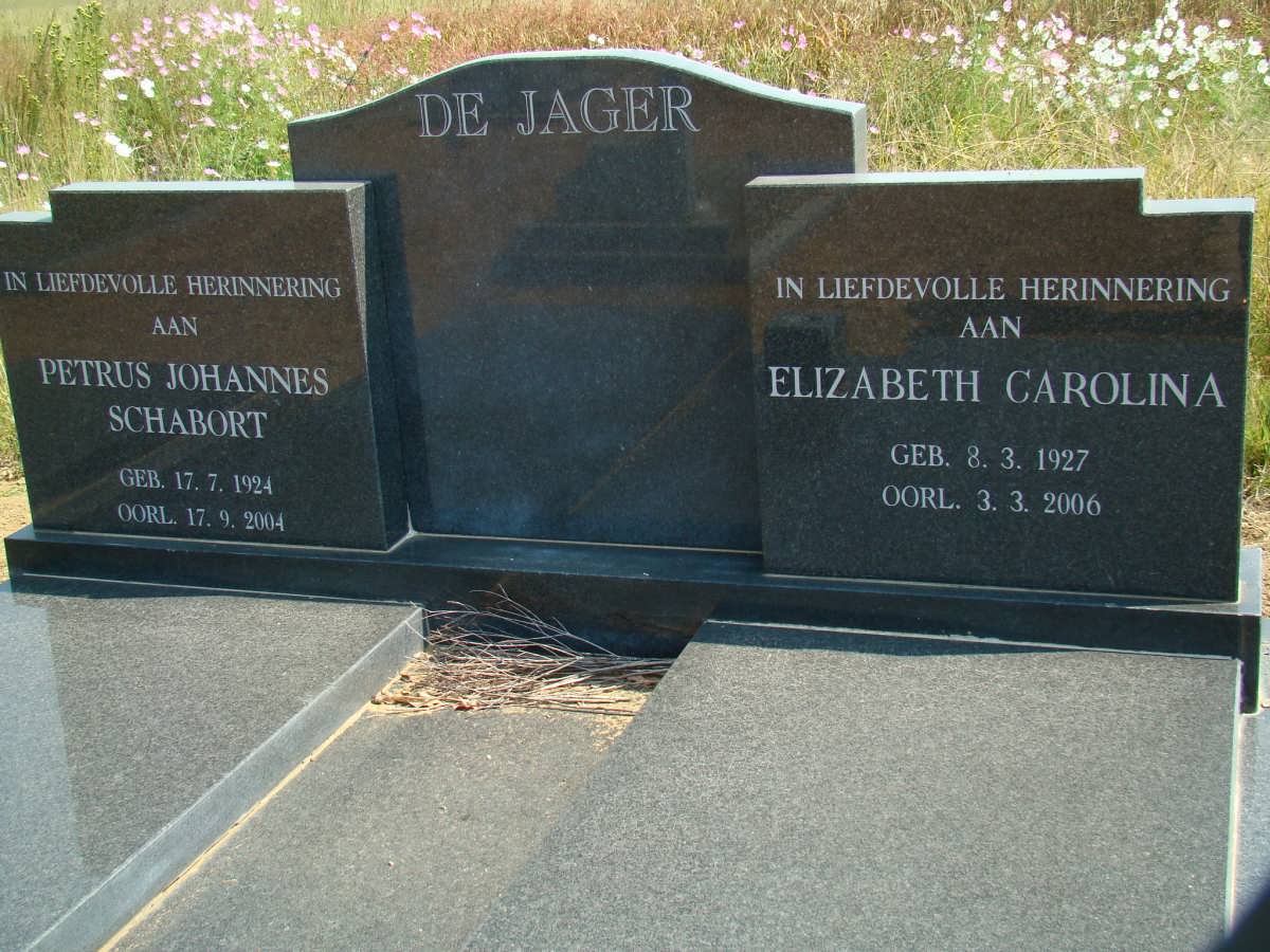 JAGER Petrus Johannes Schabort, de 1924-2004 &amp; Elizabeth Carolina 1927-2006