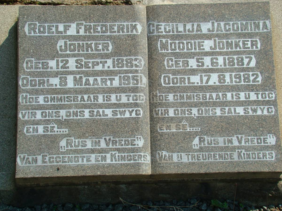 JONKER Roelf Frederik 1883-1951 &amp; Cecilija Jacomina Moodie 1887-1982