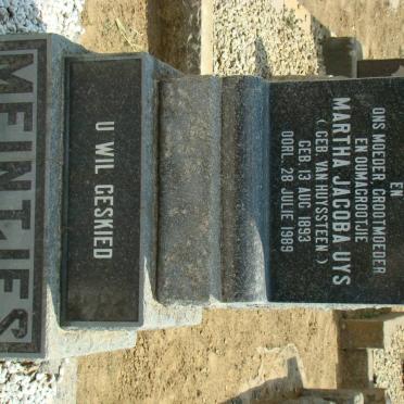 MEINTJES Gerrit Aveling 1892-1940 &amp; Martha Jacoba UYS nee VAN HUYSSTEEN 1893-1989