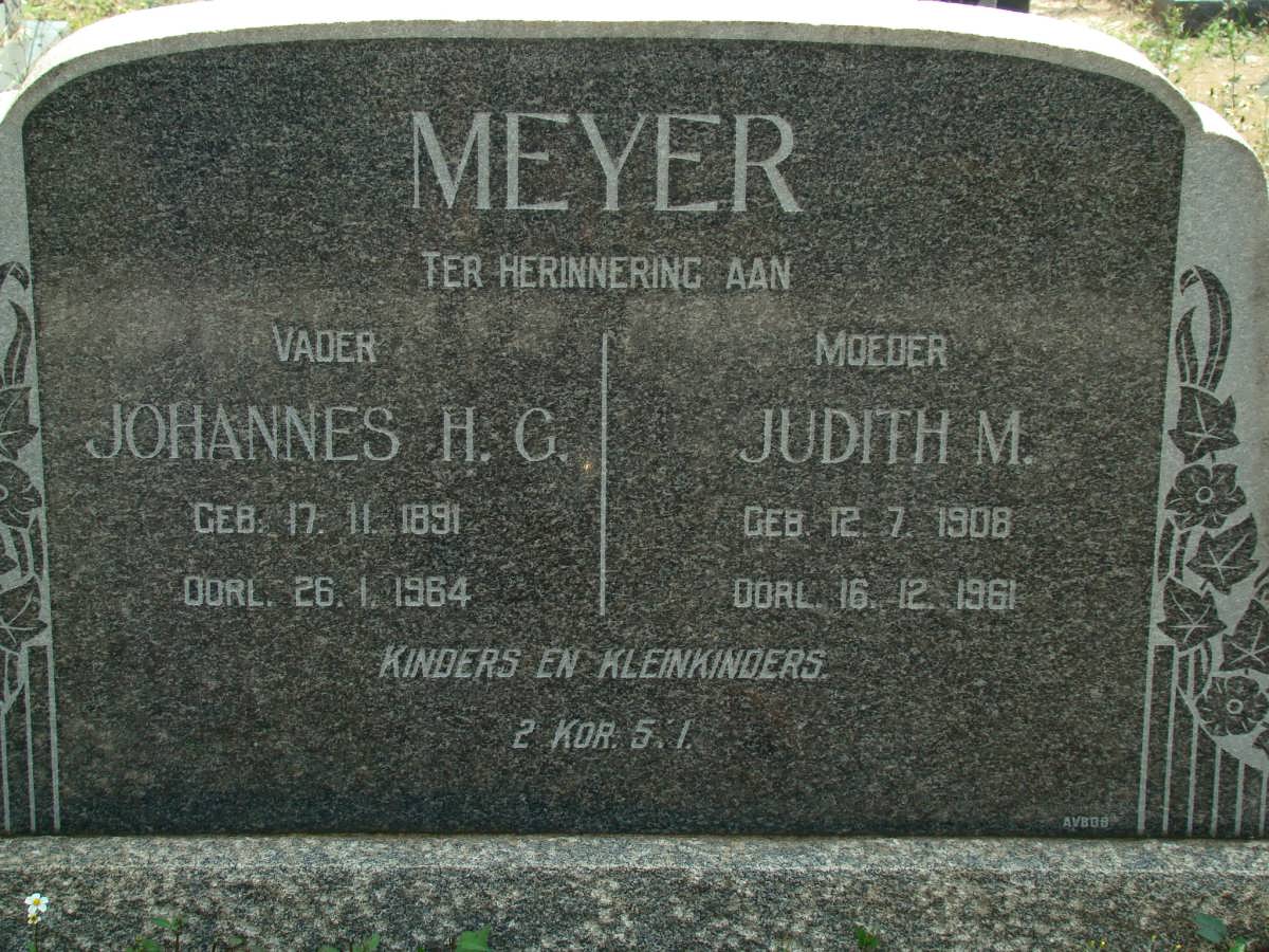 MEYER Johannes H.G. 1891-1964 &amp; Judith M. 1908-1961