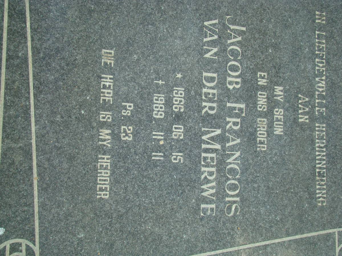 MERWE Jacob Francois, van der 1966-1989