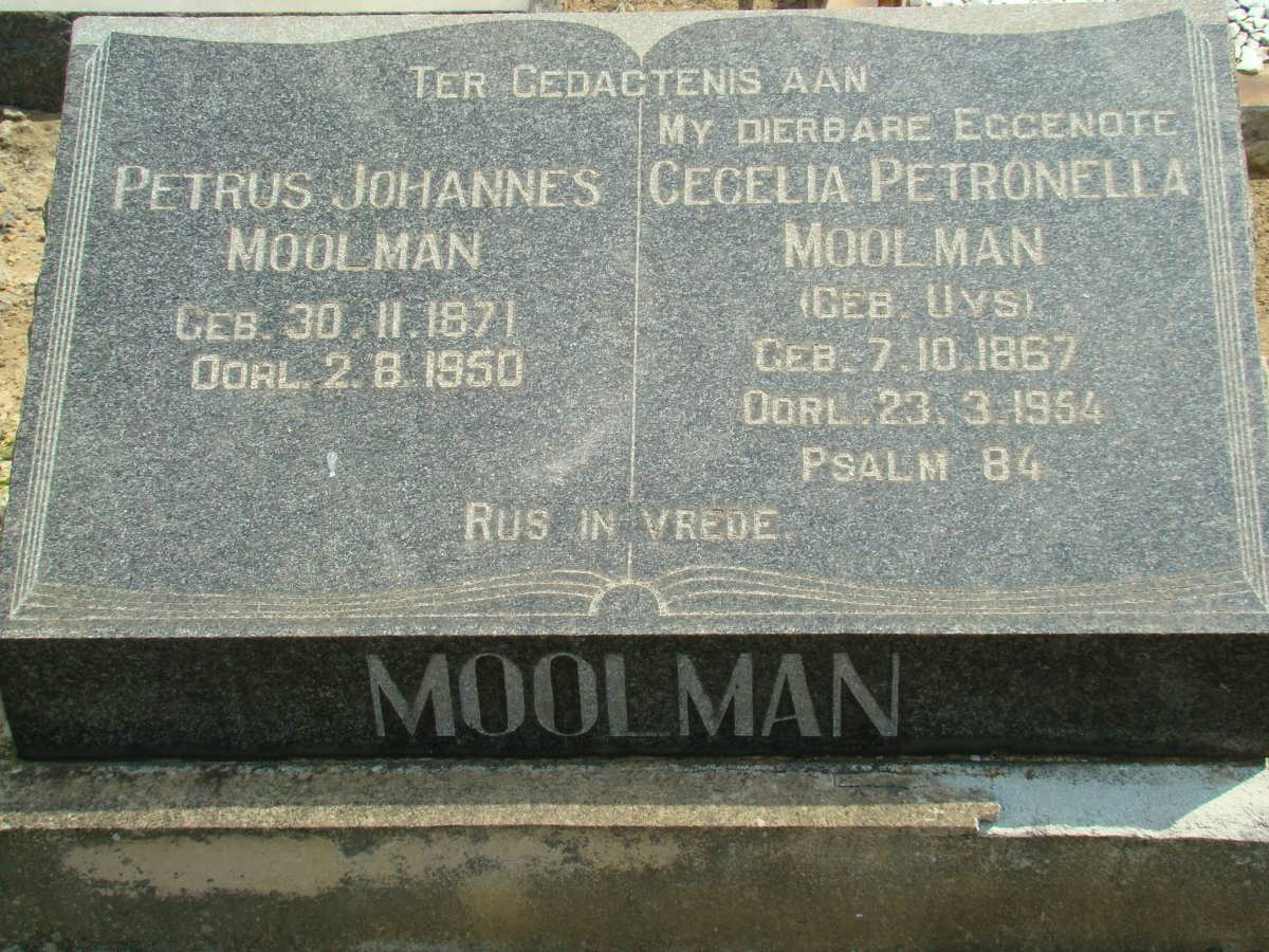 MOOLMAN Petrus Johannes 1871-1950 &amp; Cecelia Petronella UYS 1867-1954
