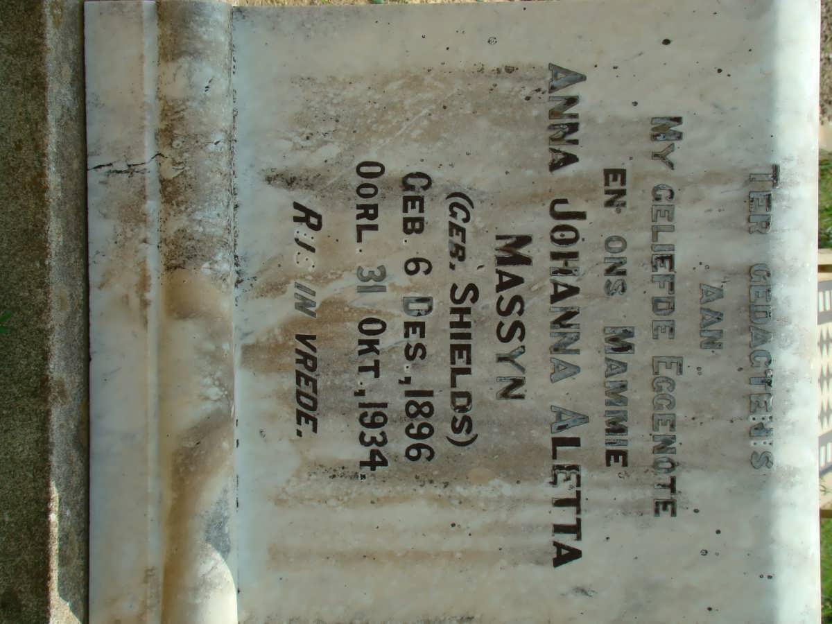 MASSYN Anna Johanna Aletta nee SHIELDS 1896-1934