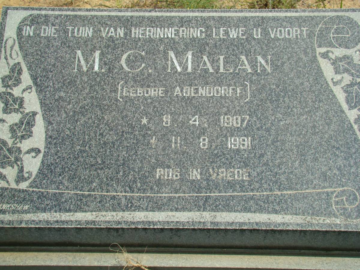 MALAN M.C. nee ADENDORFF 1907-1991
