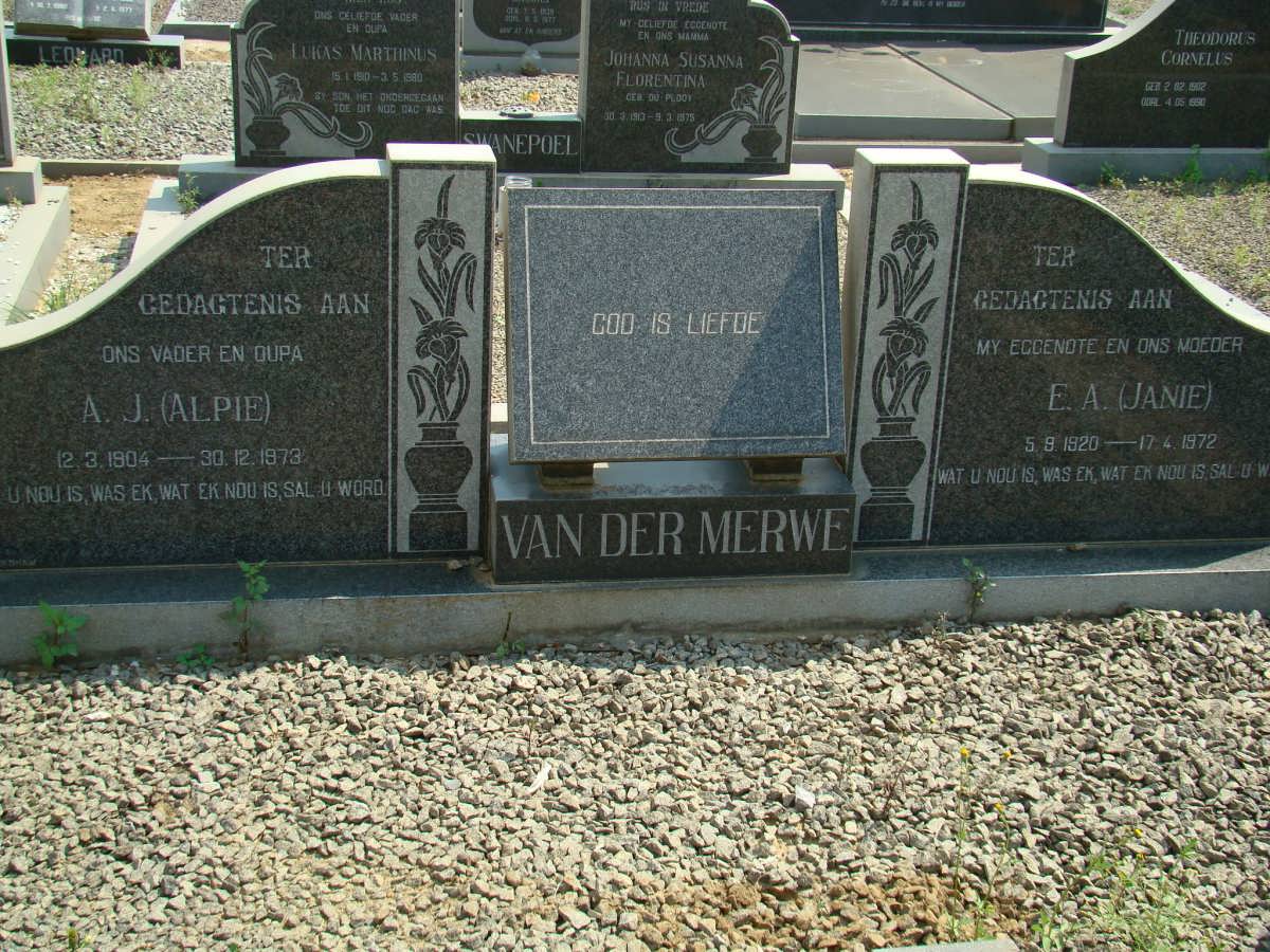 MERWE A.J., van der 1904-1973 &amp; E.A. 1920-1972