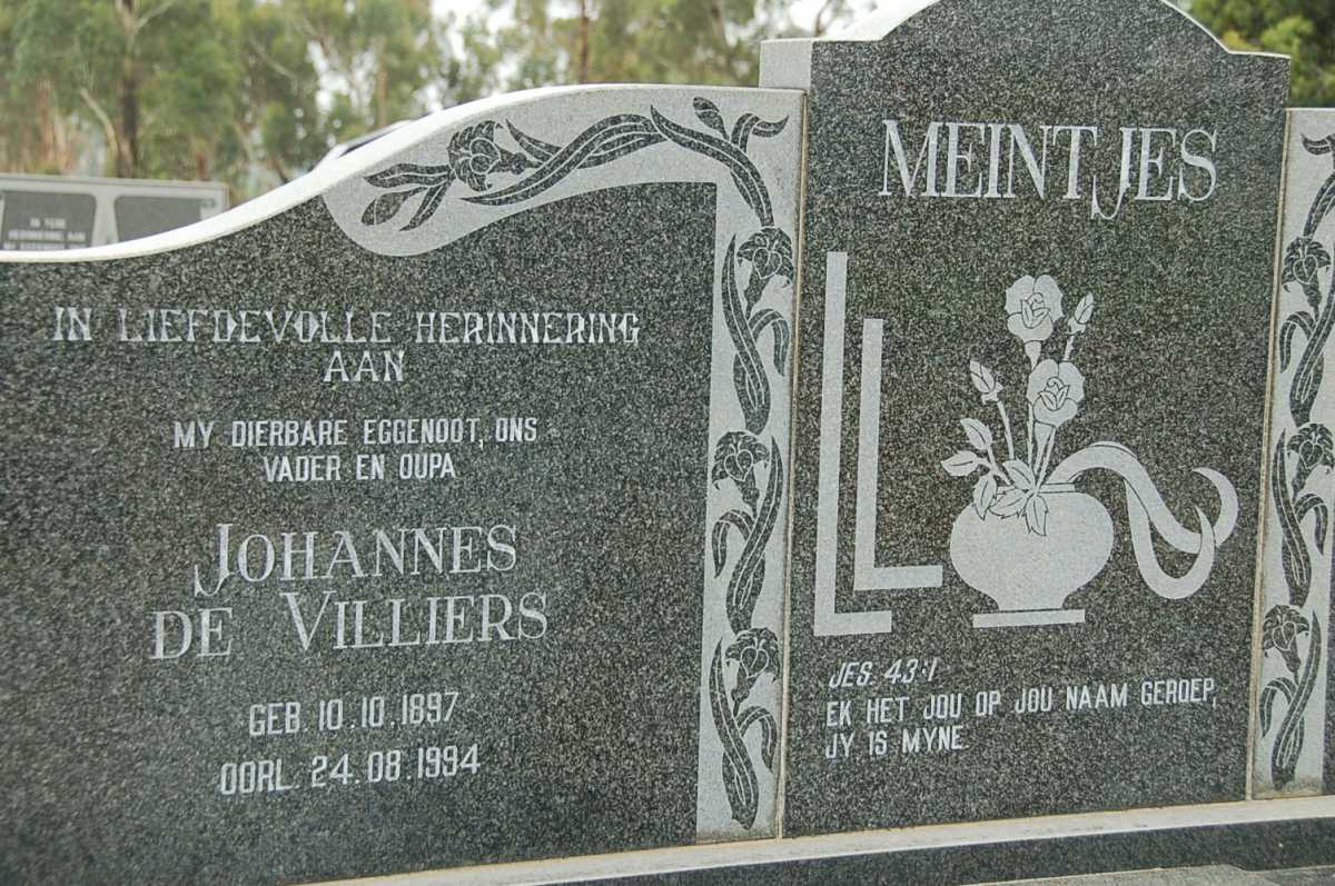 MEINTJES Johannes de Villiers 1897-1994