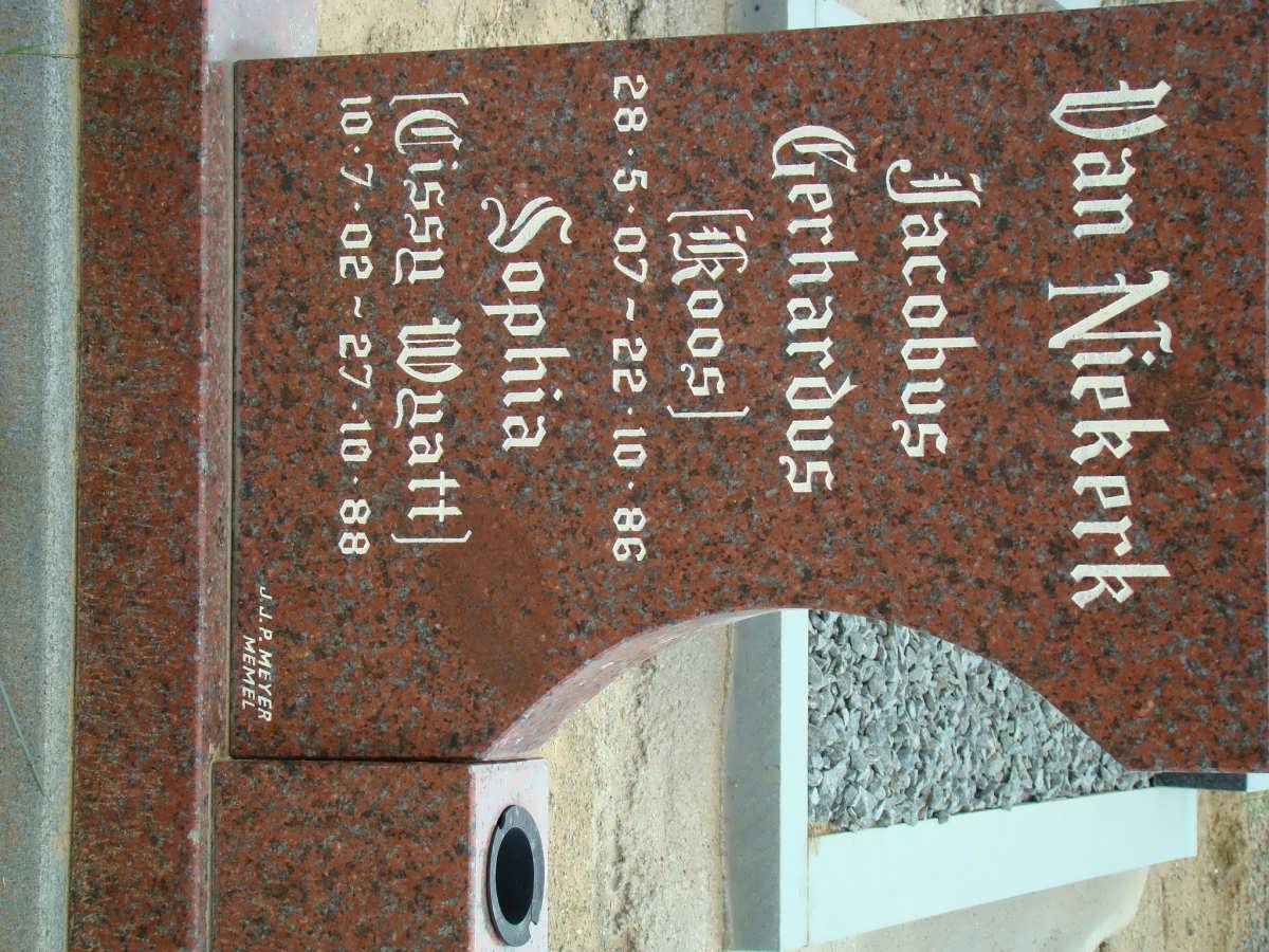 NIEKERK Jacobus Gerhardus 1907-1986 &amp; Sophia WYATT 1902-1988