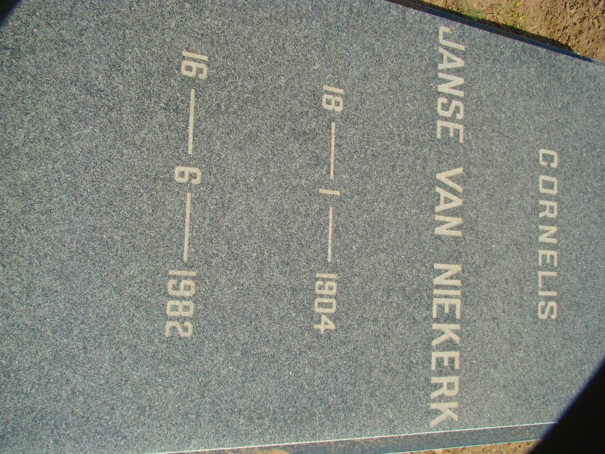 NIEKERK Cornelis, Janse van 1904-1982