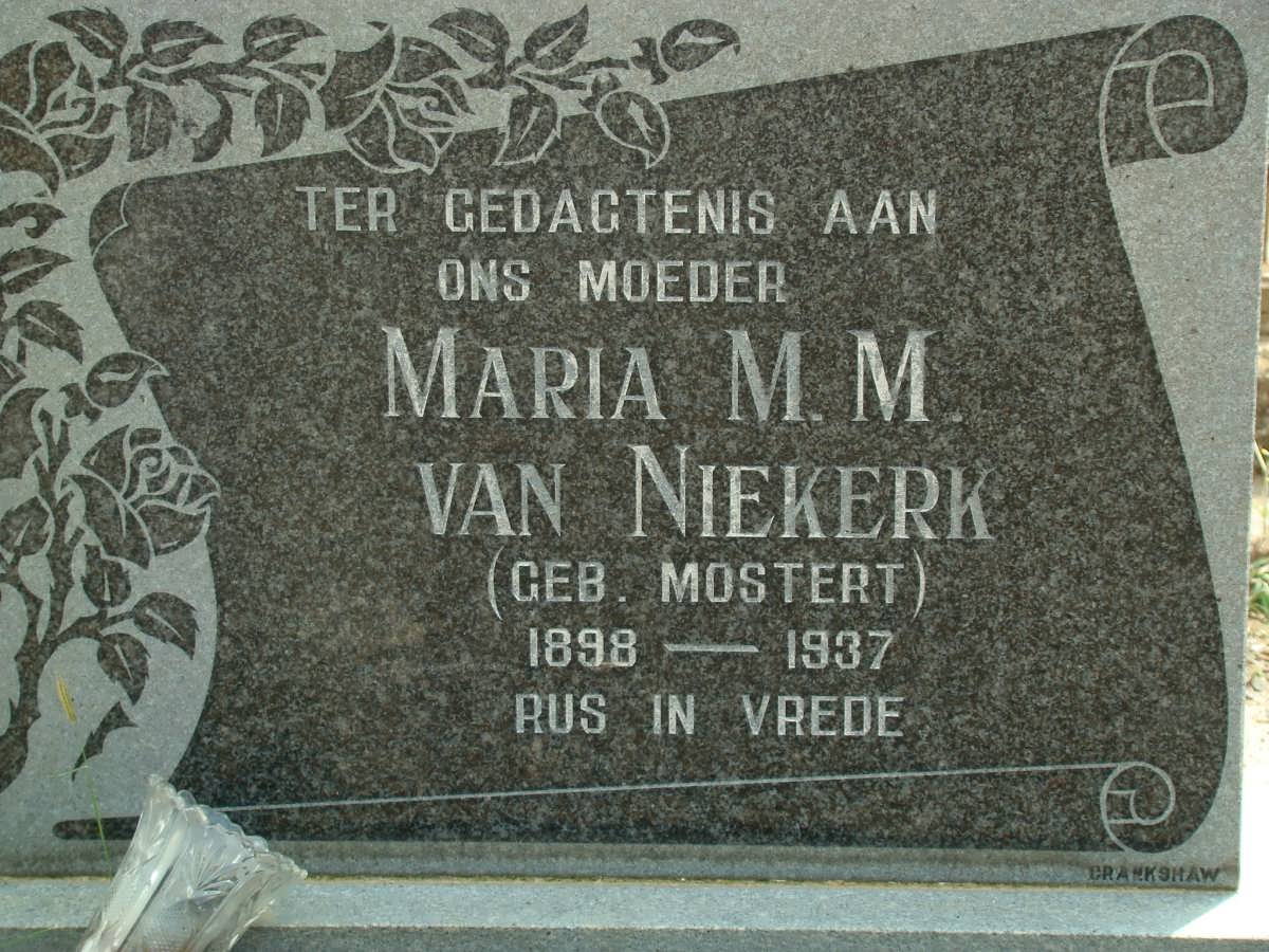 NIEKERK Maria M.M., van nee MOSTERT 1898-1937