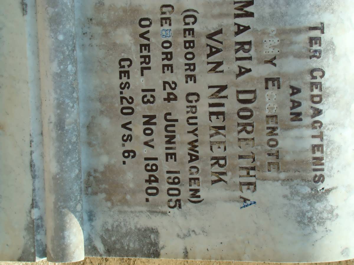 NIEKERK Maria Dorothea, van nee CRUYWAGEN 1905-1940