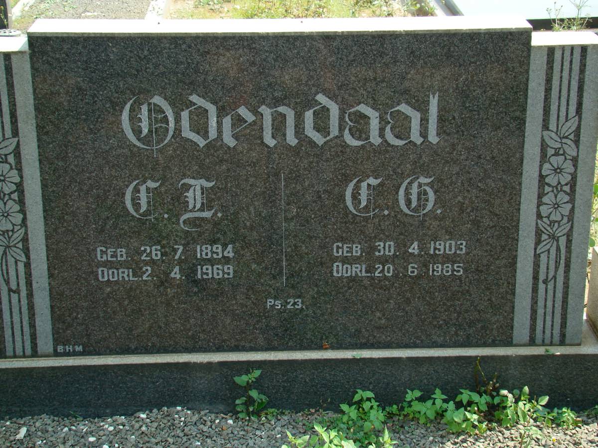 ODENDAAL C.E. 1894-1969 &amp; C.G. 1903-1985