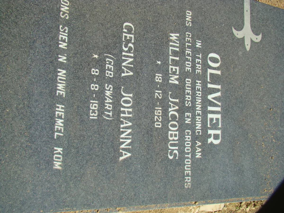 OLIVIER Willem Jacobus 1920- &amp; Gesina Johanna SWART 1931-