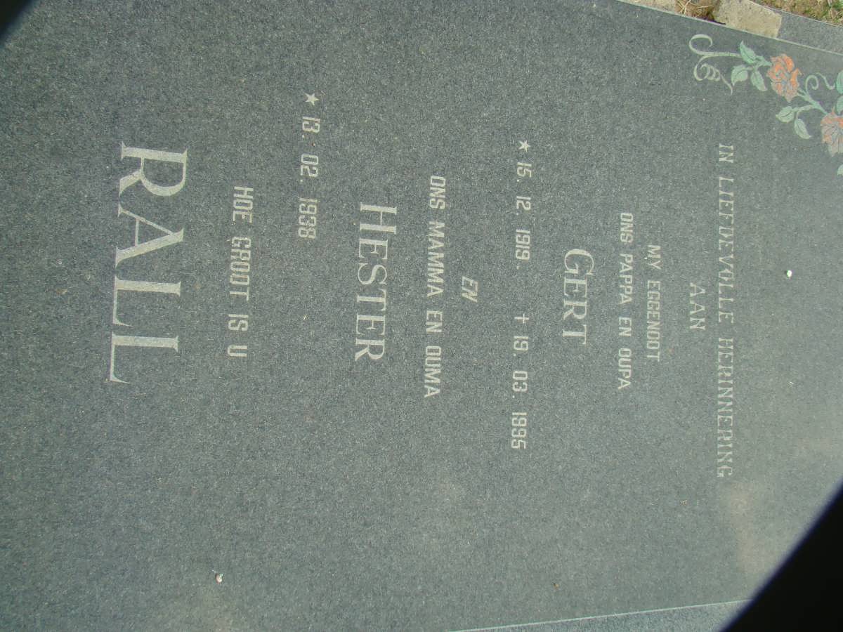 RALL Gert 1919-1995 &amp; Hester 1938-