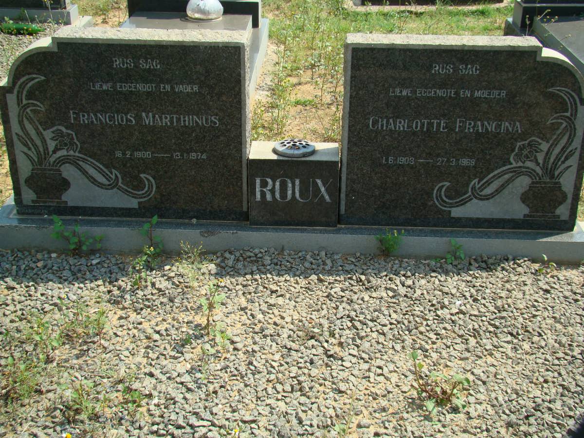 ROUX Francois Marthinus 1900-1974 &amp; Charlotte Francina 1903-1969
