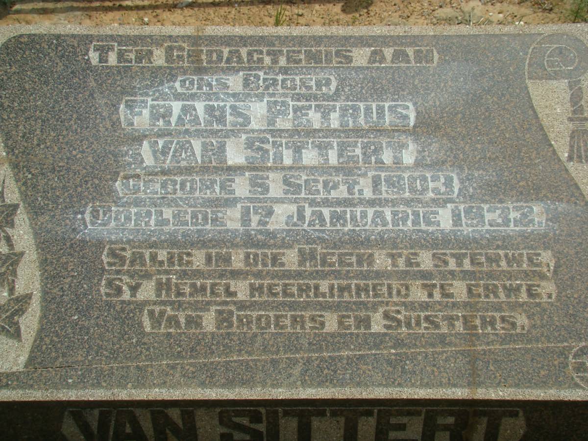 SITTERT Frans Petrus, van 1903-1932