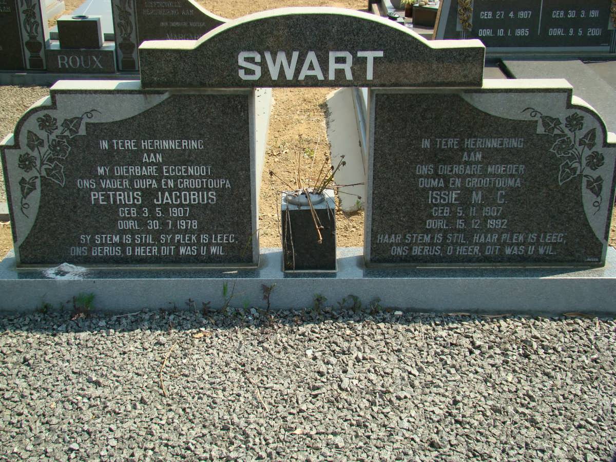 SWART Petrus Jacobus 1907-1978 &amp; Issie M.C. 1907-1992