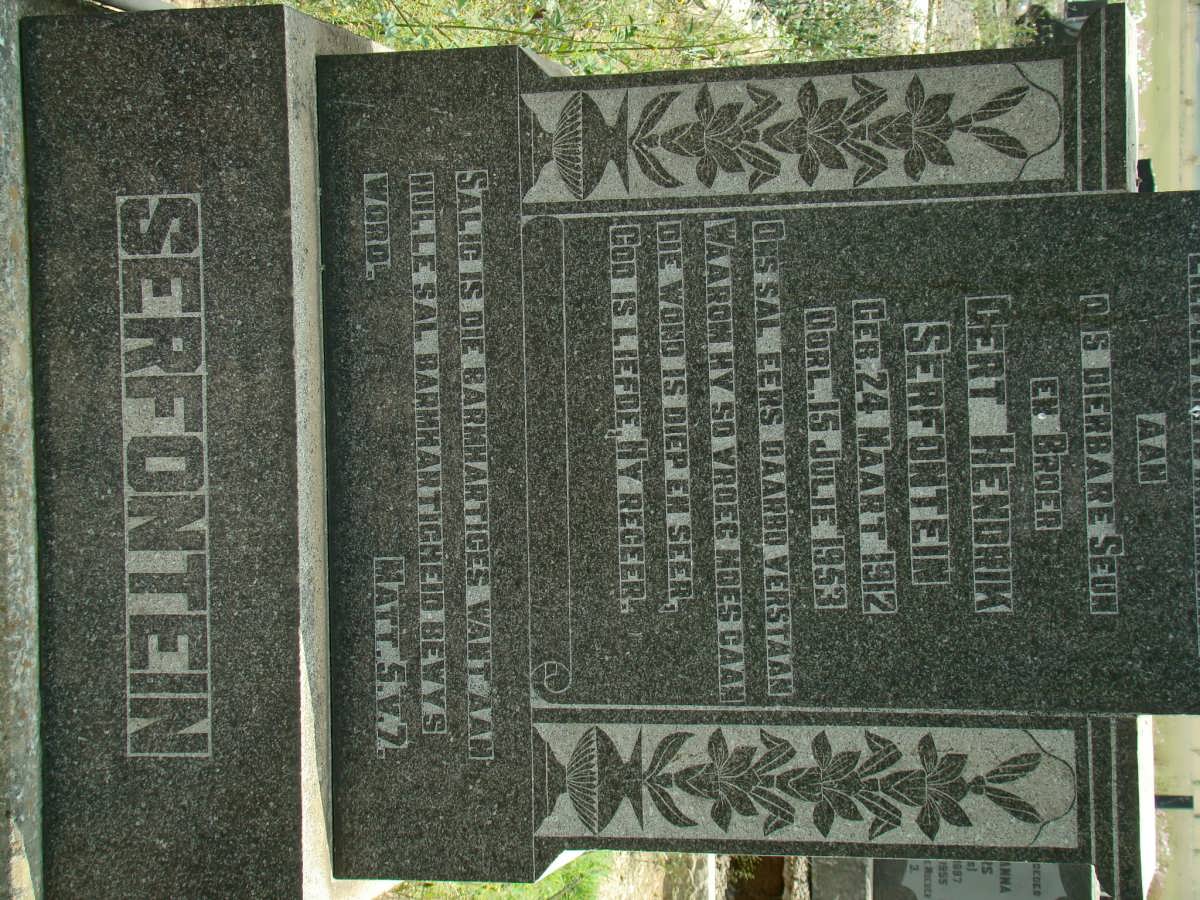 SERFONTEIN Gert Hendrik 1912-1953
