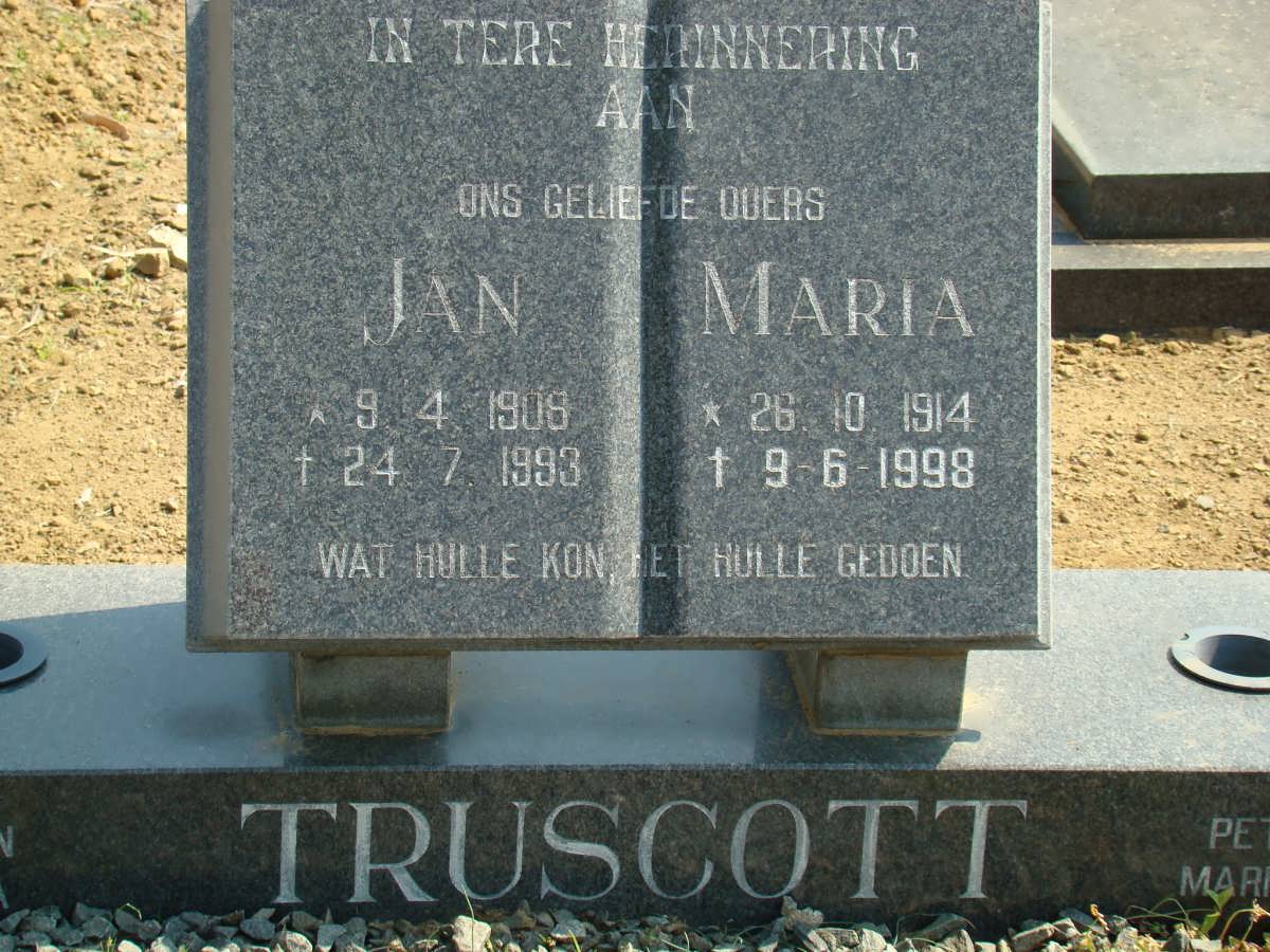 TRUSCOTT Jan 1906-1993 &amp; Maria 1914-1998