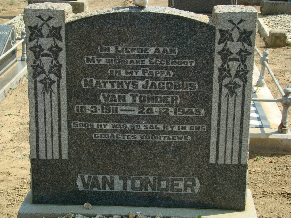 TONDER Matthys Jacobus, van 1911-1945
