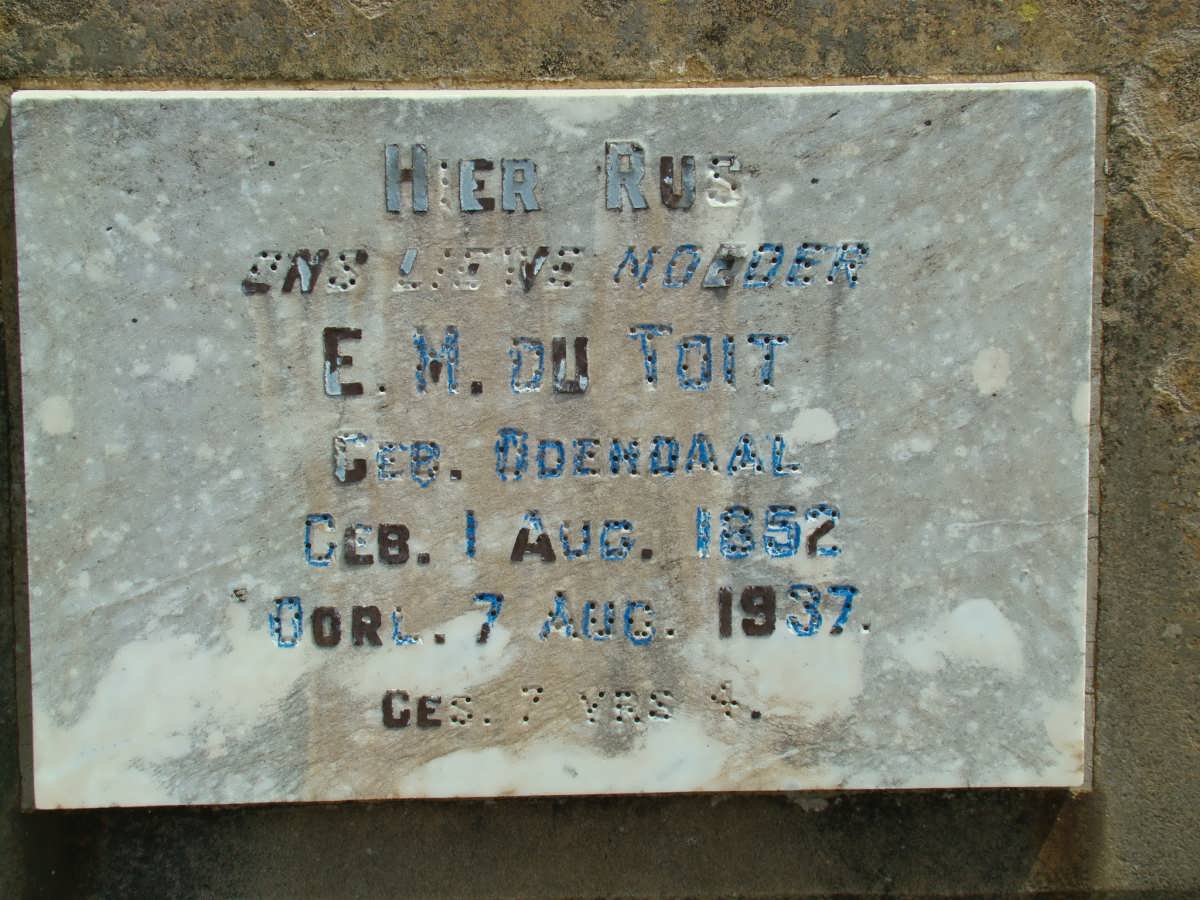TOIT R.M., du nee ODENDAAL 1852-1937