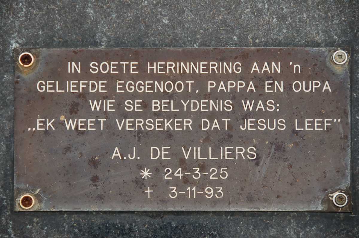 VILLIERS A.J., de 1925-1993