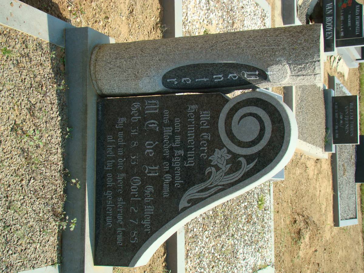 VENTER M.C. de V. nee MEYER 1933-1985
