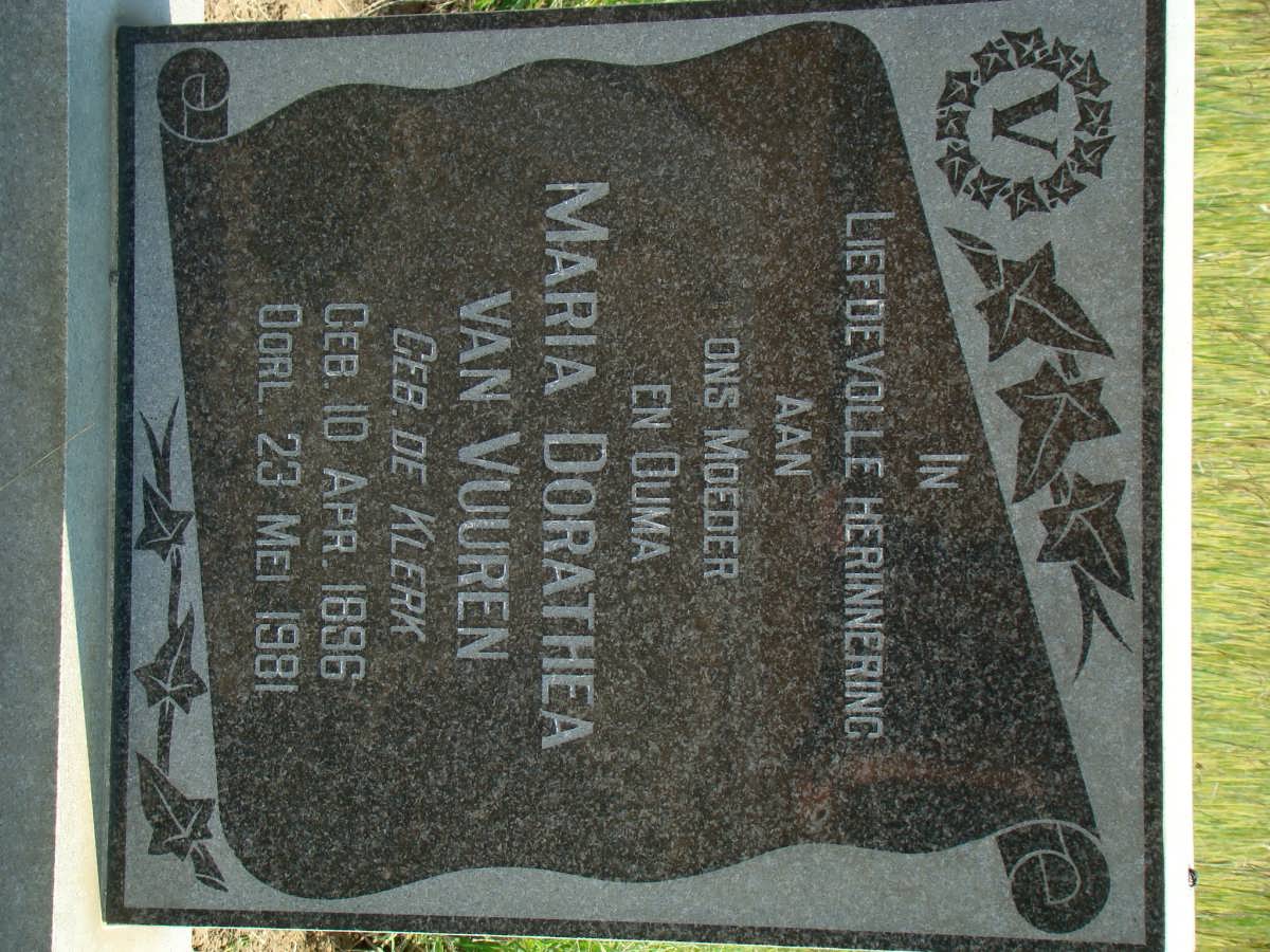 VUUREN Maria Dorathea, van nee DE KLERK 1896-1981