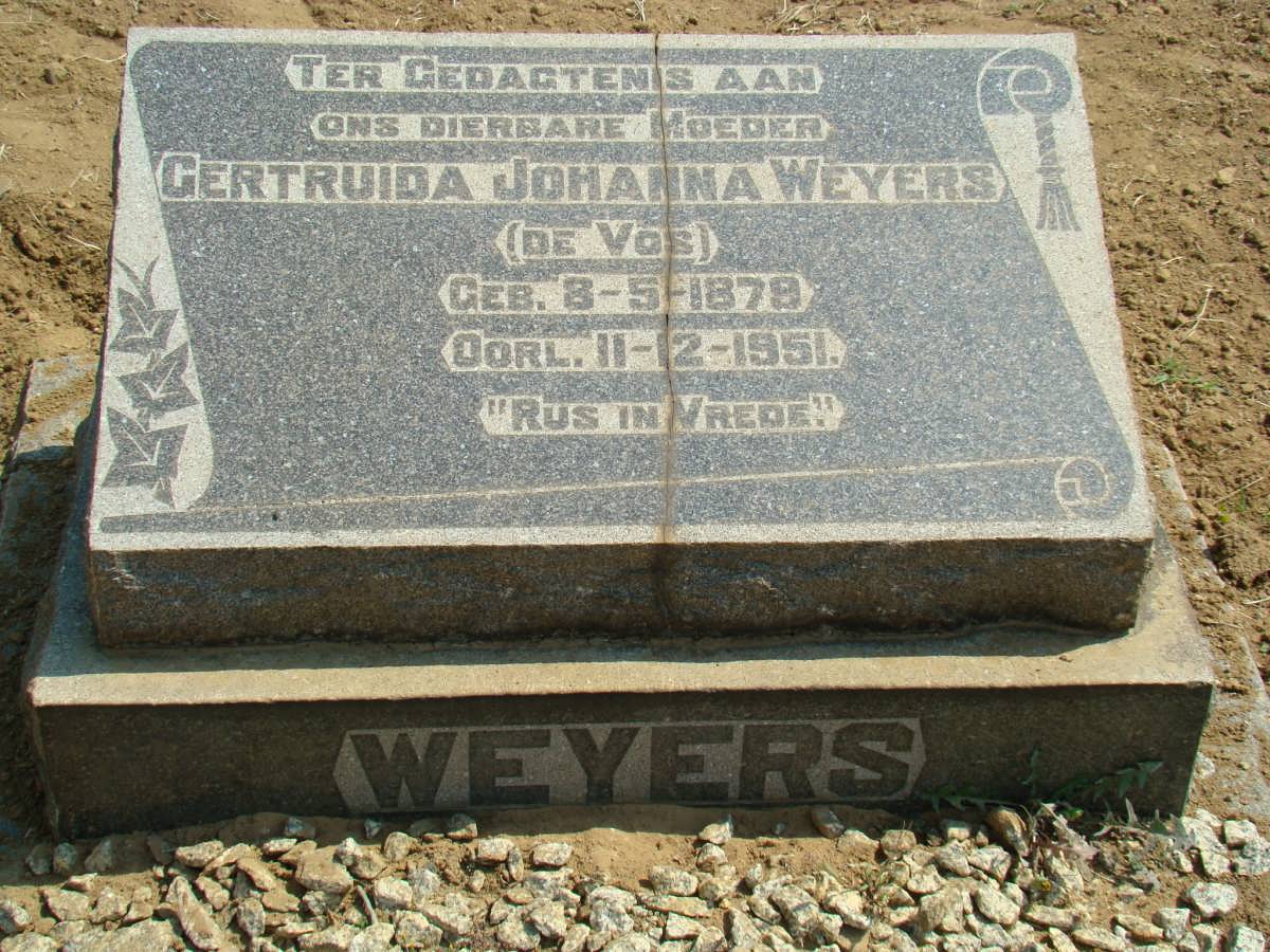 WEYERS Gertruida Johanna nee DE VOS 1879-1951