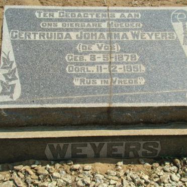 WEYERS Gertruida Johanna nee DE VOS 1879-1951