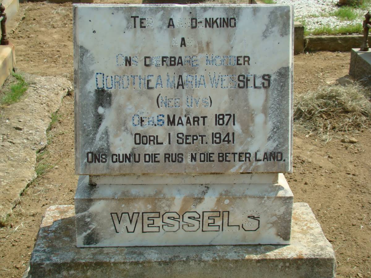 WESSELS Dorothea Maria nee UYS 1871-1941