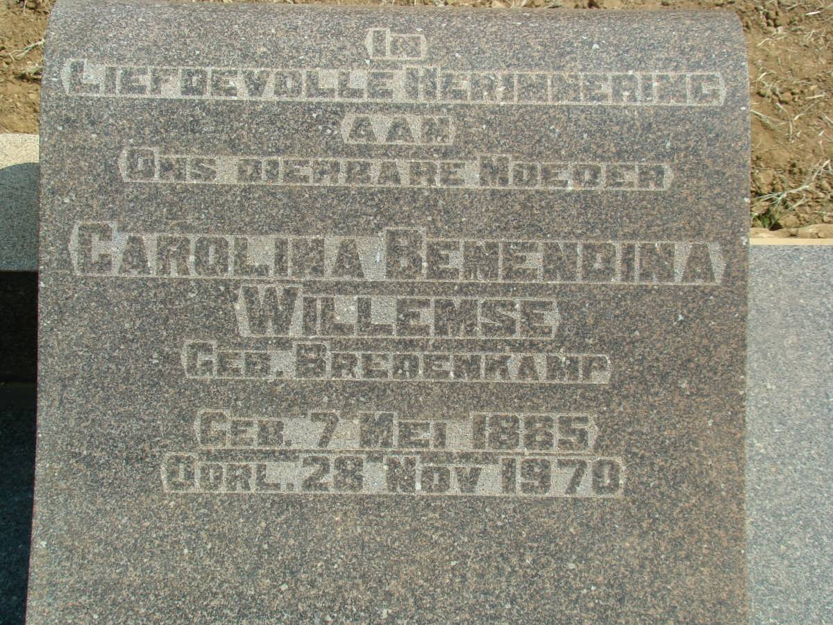 WILLEMSE Carolina Benendina nee BREDENKAMP 1885-1970