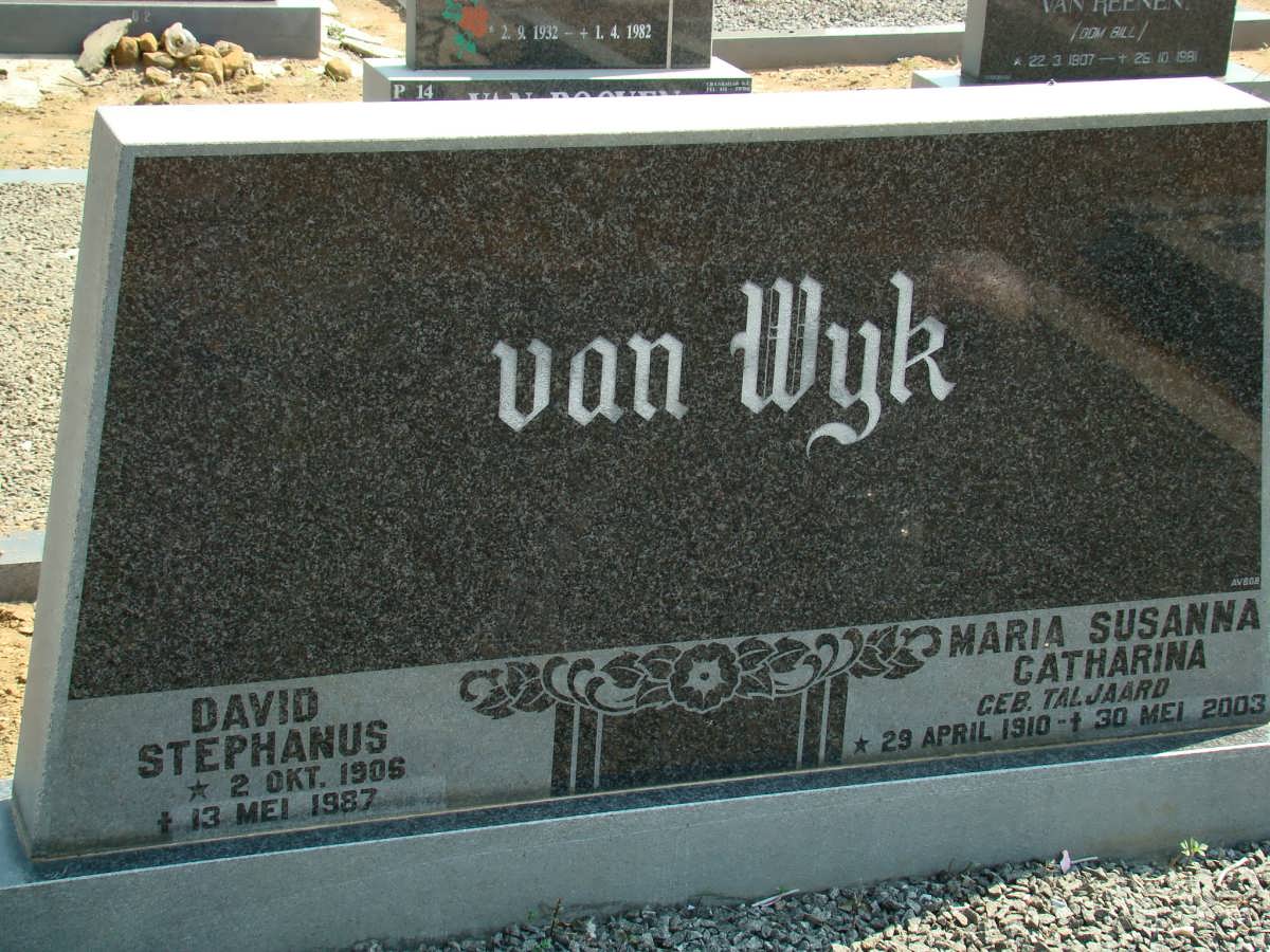 WYK David Stephanus, van 1906-1987 &amp; Maria Susanna Catharina TALJAARD 1910-2003