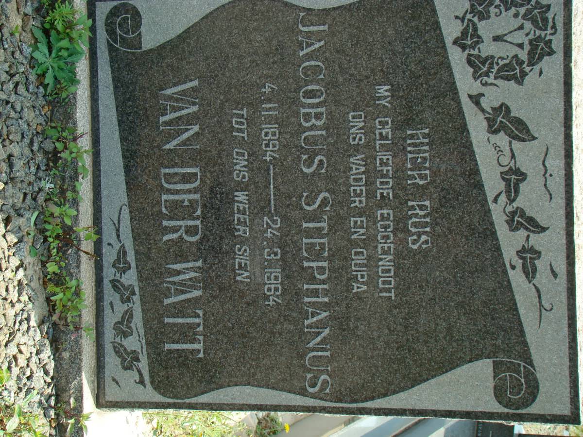 WATT Jacobus Stephanus, van der 1894-1964