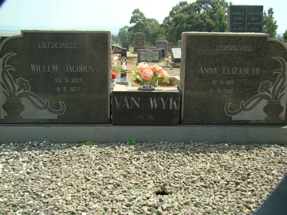 WYK Willem Jacobus, van 1897-1977 &amp; Anna Elizabeth 1911-1968