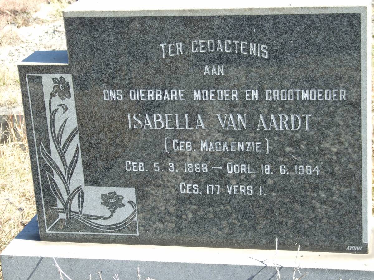 AARDT Isabella, van nee MACKENZIE 1888-1984