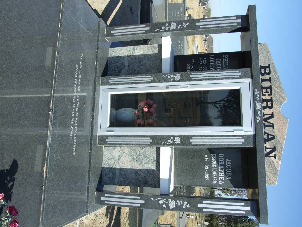 BIERMAN Philippus Jacobus Lodewikus 1923-2010 &amp; Jacoba Dorathea LOMBARD 1937-