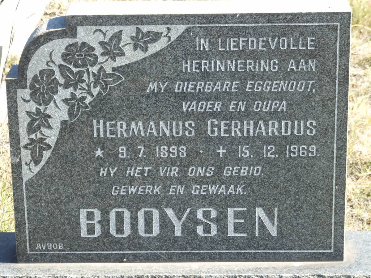 BOOYSEN Hermanus Gerhardus 1898-1969 &amp; Elsie Carolina 1906-1974