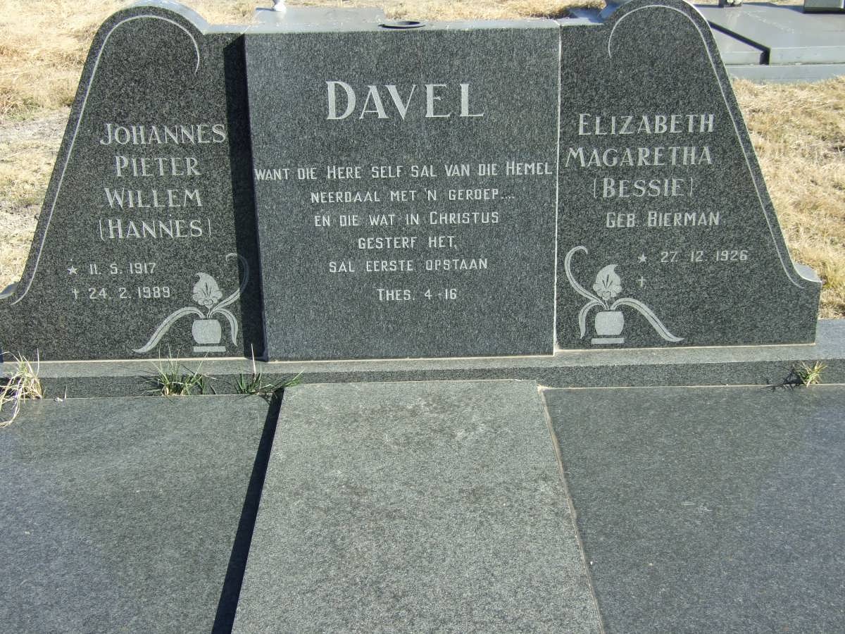 DAVEL Johannes Pieter Willem 1917-1989 &amp; Elizabeth Magaretha BIERMAN 1926-