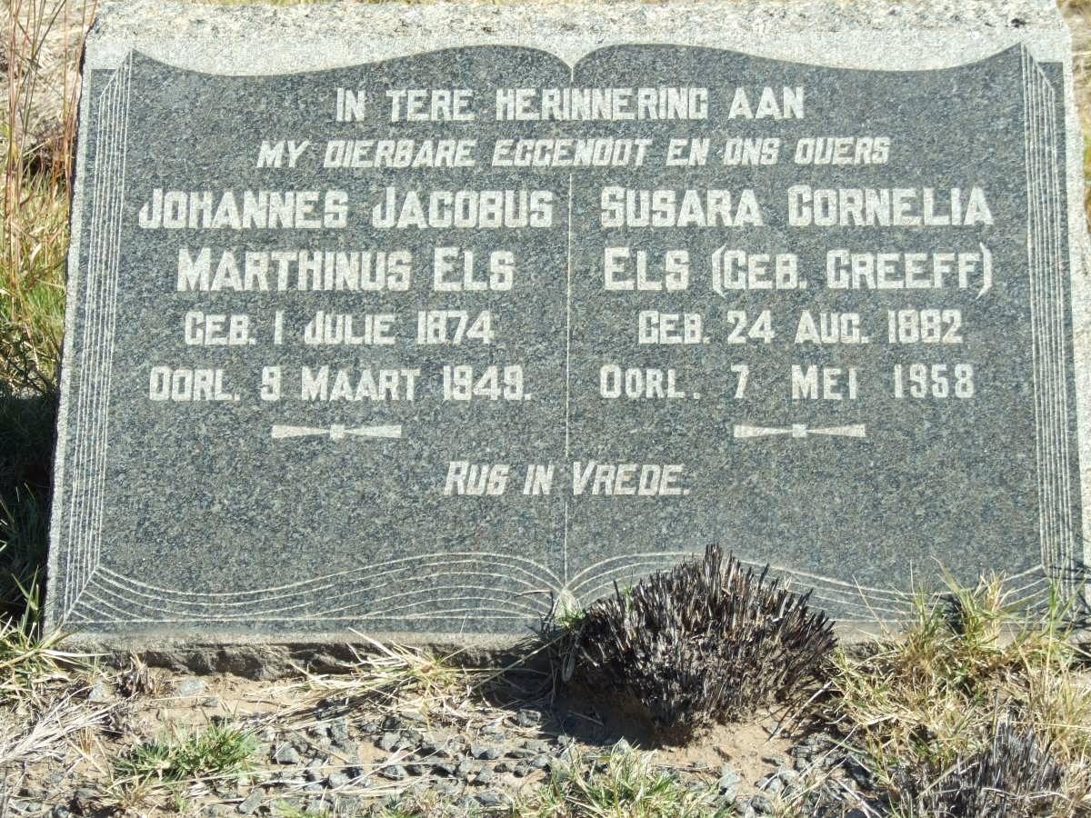 ELS Johannes Jacobus Marthinus 1874-1949 &amp; Susara Cornelia GREEFF 1882-1958