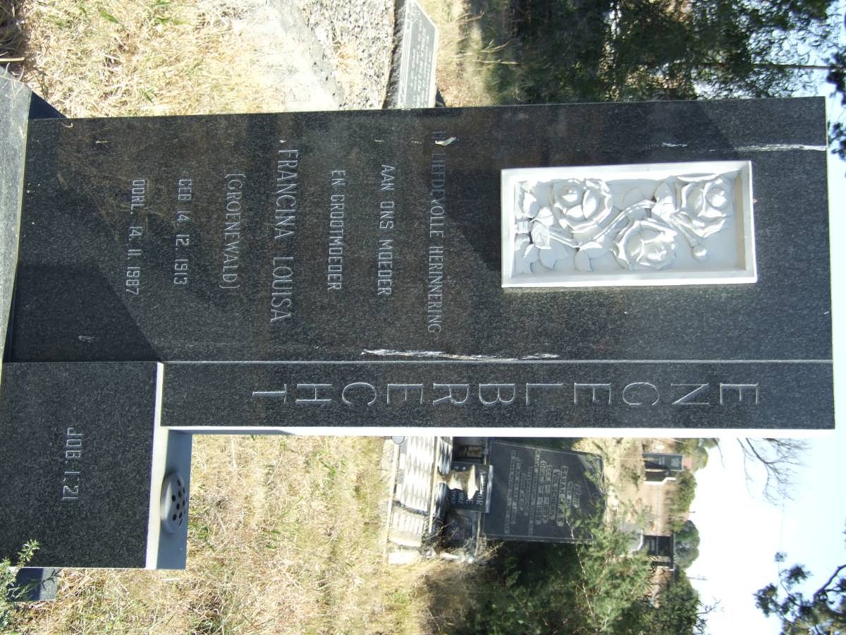 ENGELBRECHT Francina Louisa nee GROENEWALD 1913-1987