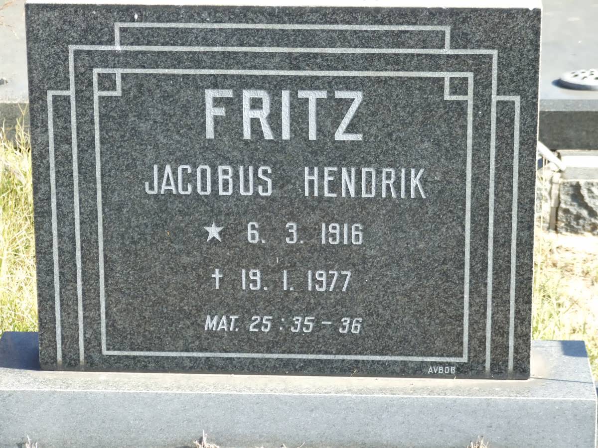 FRITZ Jacobus Hendrik 1916-1977 &amp; Elsie Wilhelmina van AARDT 1917-2001