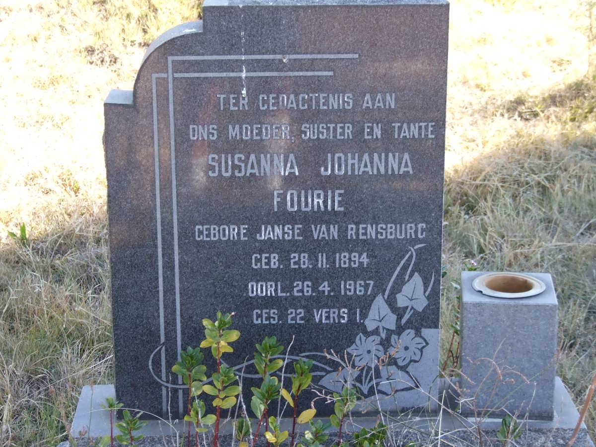 FOURIE Susanna Johanna nee Janse van RENSBURG 1894-1967