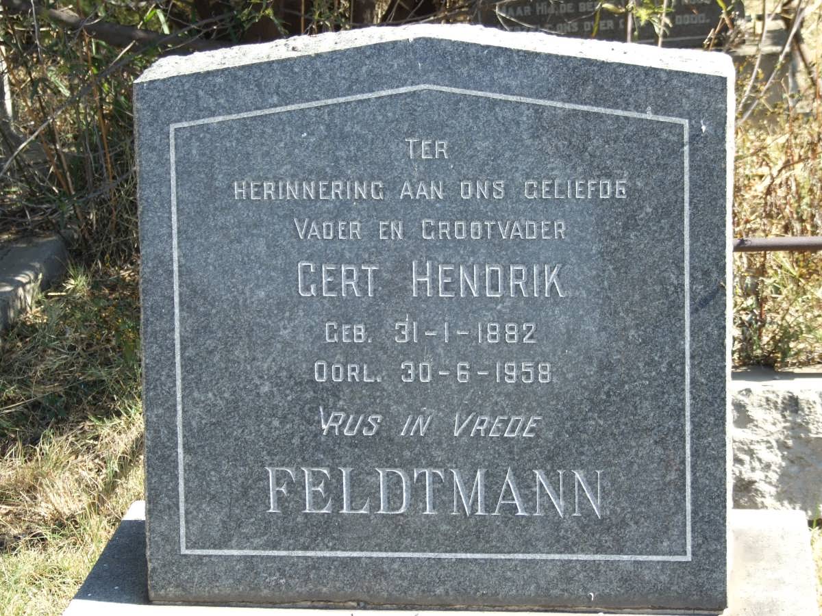 FELDTMANN Gert Hendrik 1882-1958 &amp; Elizabeth Johanna Jacoba 1902-1950