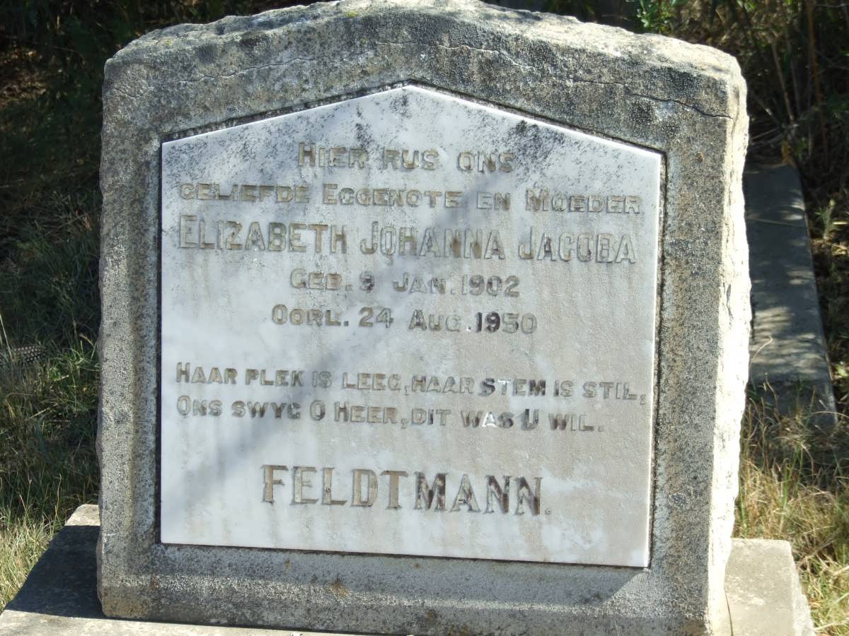 FELDTMANN Gert Hendrik 1882-1958 &amp; Elizabeth Johanna Jacoba 1902-1950