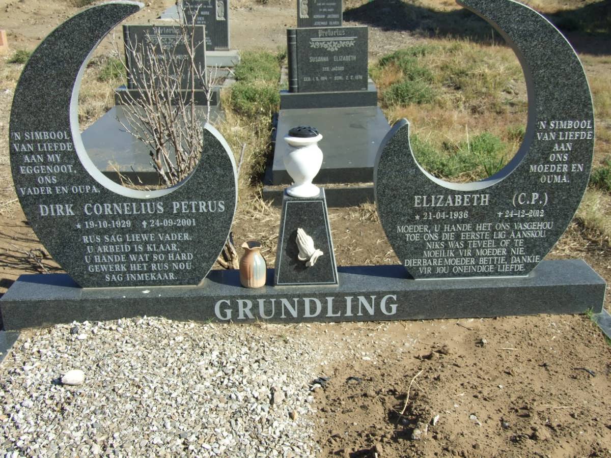 GRUNDLING Dirk Cornelius Petrus 1929-2001 &amp; Elizabeth C.P. 1936-2012