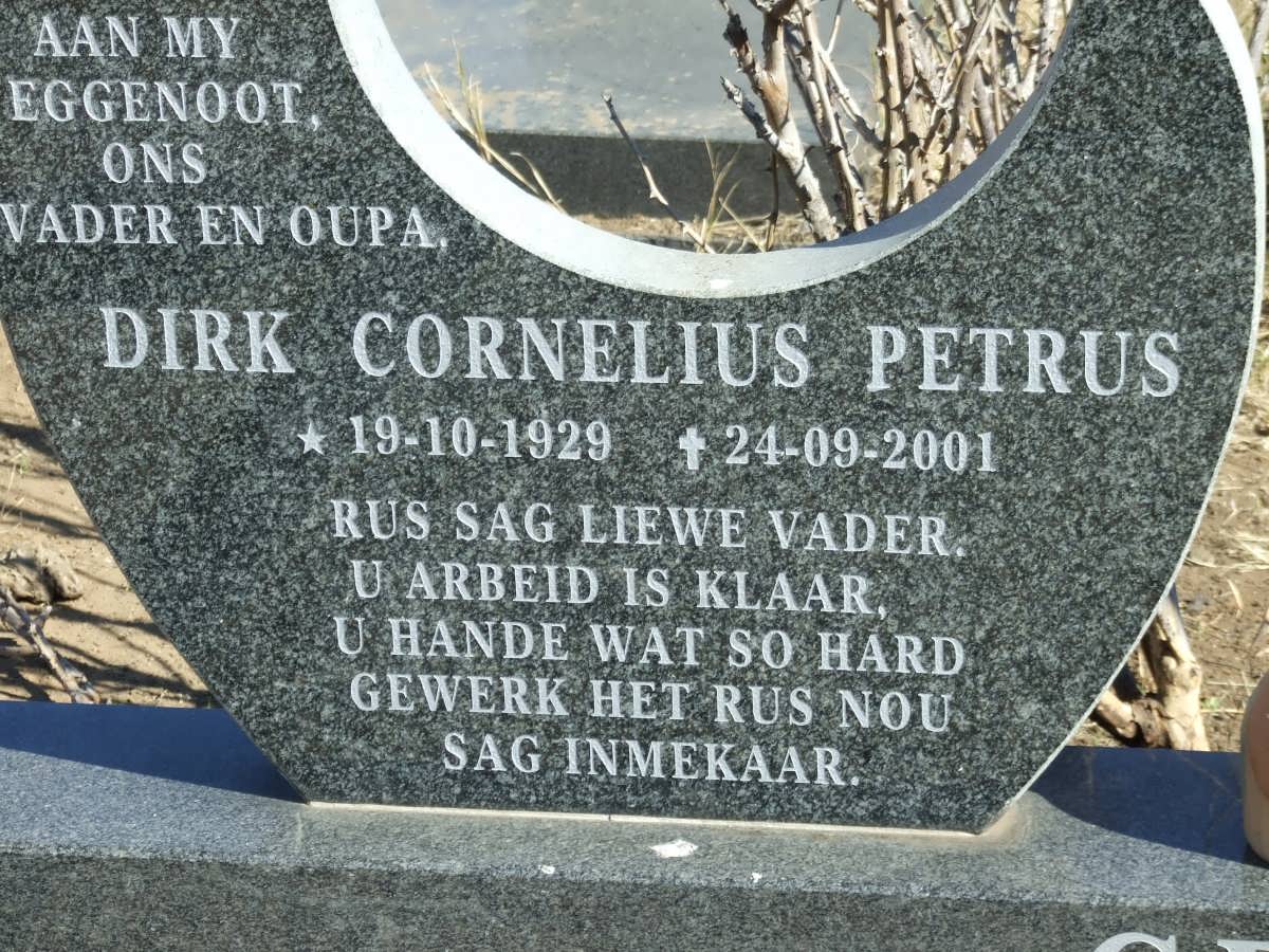 GRUNDLING Dirk Cornelius Petrus 1929-2001 &amp; Elizabeth C.P. 1936-2012