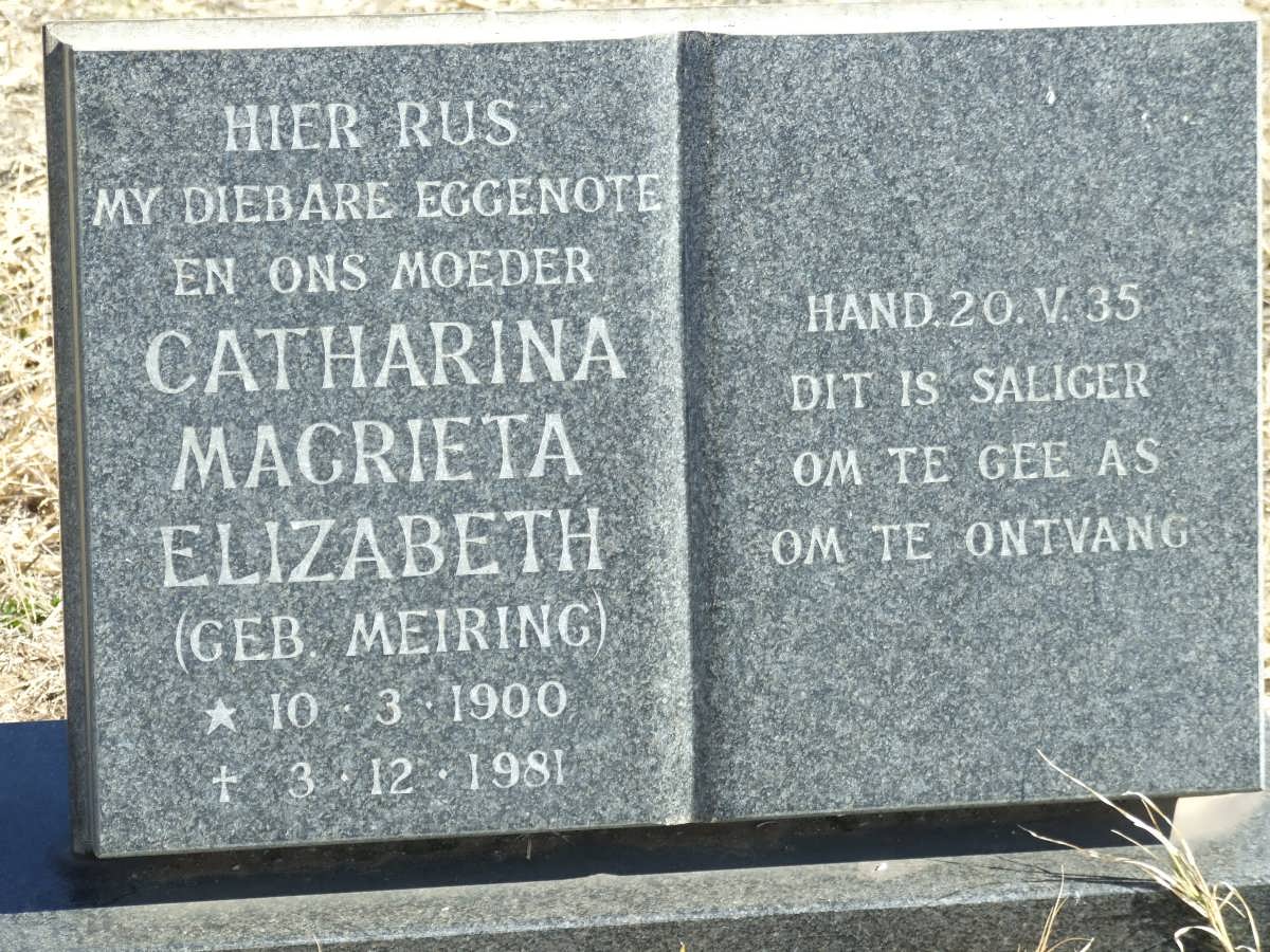JONKER Daniel Johannes 1896-1982 &amp; Catharina Magrieta Elizabeth MEIRING 1900-1981