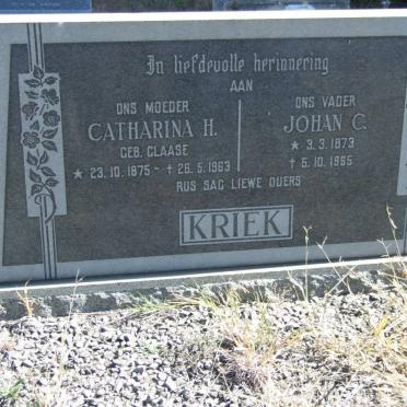 KRIEK Johan C. 1873-1965 &amp; Catharina H. CLAASE 1875-1963