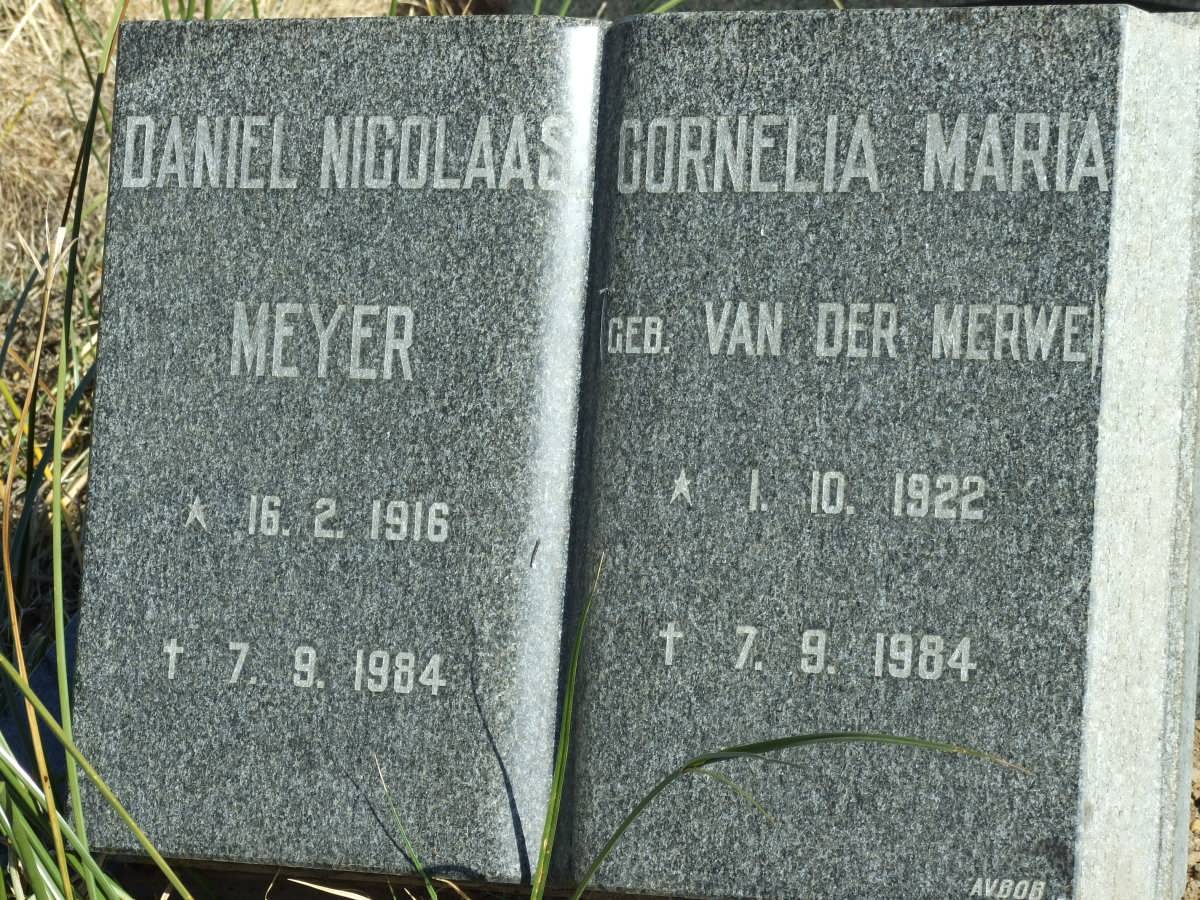 MEYER Daniel Nicolaas 1916-1984 &amp; Cornelia Maria van der MERWE 1922-1984