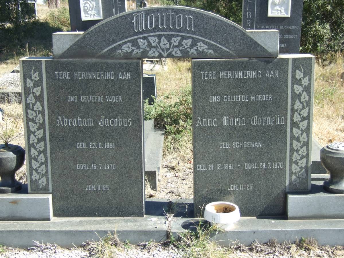 MOUTON Abraham Jacobus 1881-1970 &amp; Anna Maria Cornelia SCHOEMAN 1881-1970